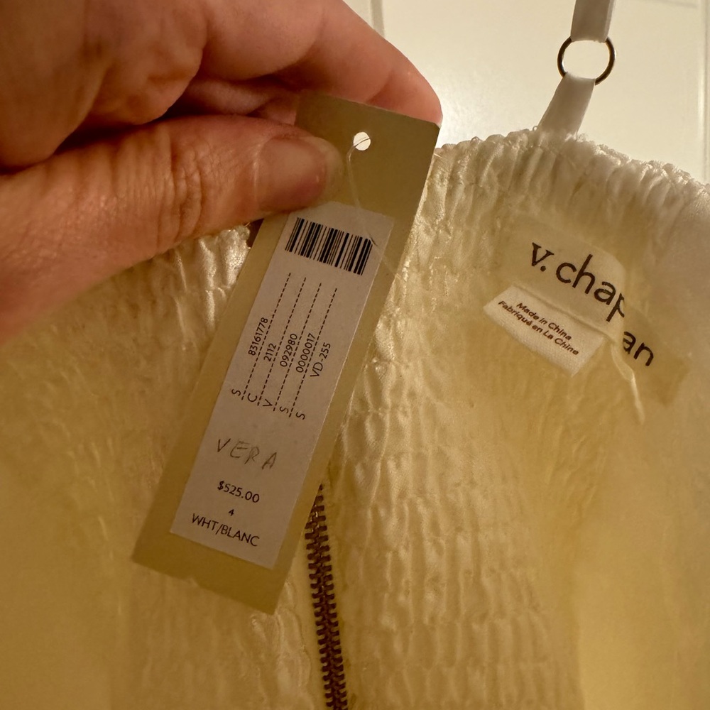 NWT- V. Chapman Vera Satin Ruffled-Sleeve Bustier Midi Dress - Picture 15 of 16